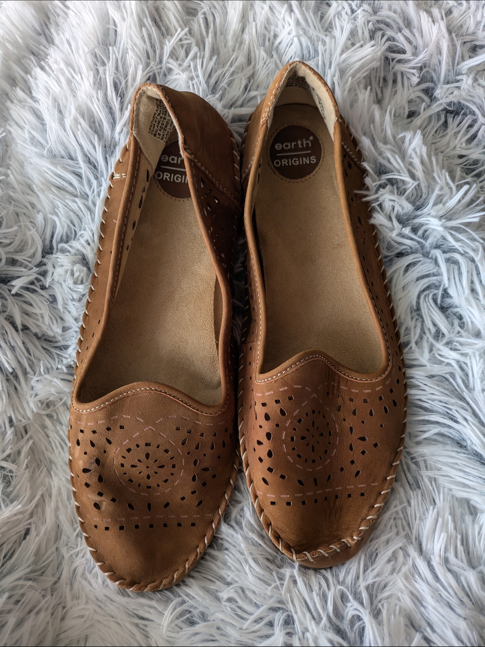Earth Origins Women's Brown Perforated Slip-On Flats